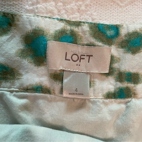 LOFT Blue Cream A-Line Mini Skirt Casual - Picture 3 of 7